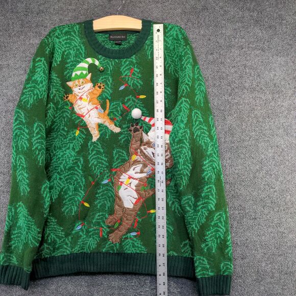 Blizzard Bay Men's Knit Ugly Sweater Large Long Sleeve Green Crew Neck Acrylic - Picture 10 of 12